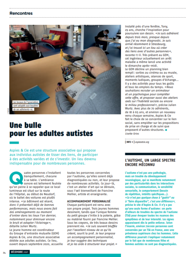 [Strasbourg Magazine] « Une bulle pour les adultes autistes »